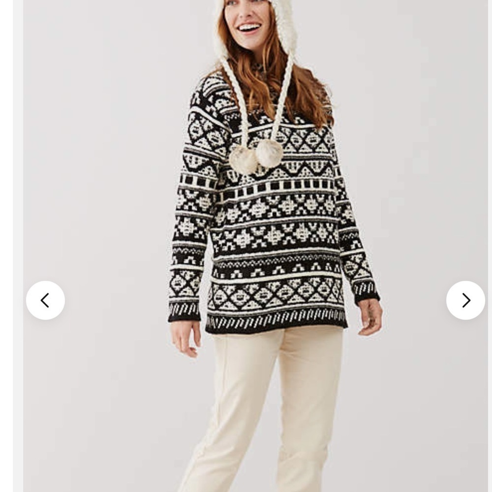 J. Jill mock neck Nordic sweater Size Medium Black and off white